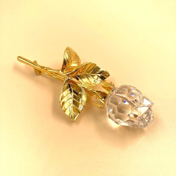 Authentic Vintage Swarovski Crystal Rose Brooch - Picture 1 of 5